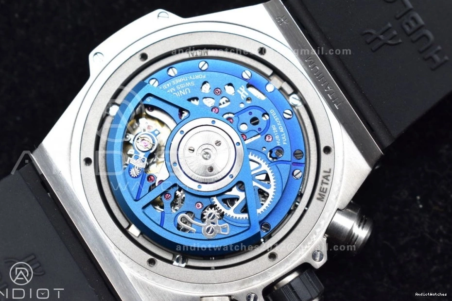 Edition Skeleton Dial ZF 1:1 424 A Rubber Titanium Hublot on Blue Best FlexibleFit Big Unico Blue Strap Bang 0330
